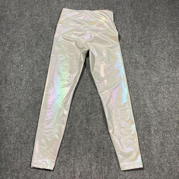 Zyia Luxe Leggings Womens Small White Unicorn Iridescent Gym Yoga Athletic 7/8 - Picture 6 of 9